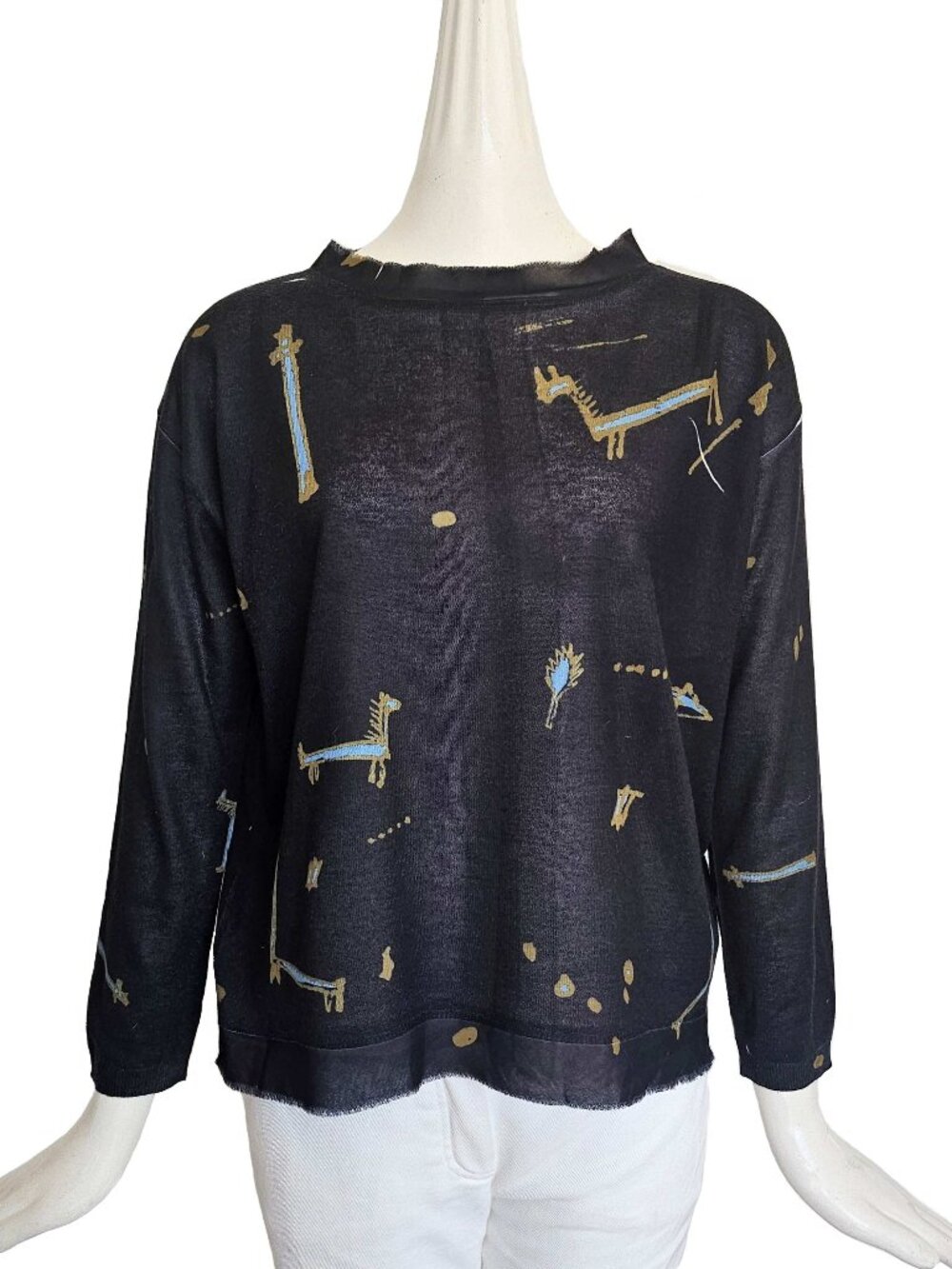 YOSHI KONDO BLACK PRINT SWEATER (M)